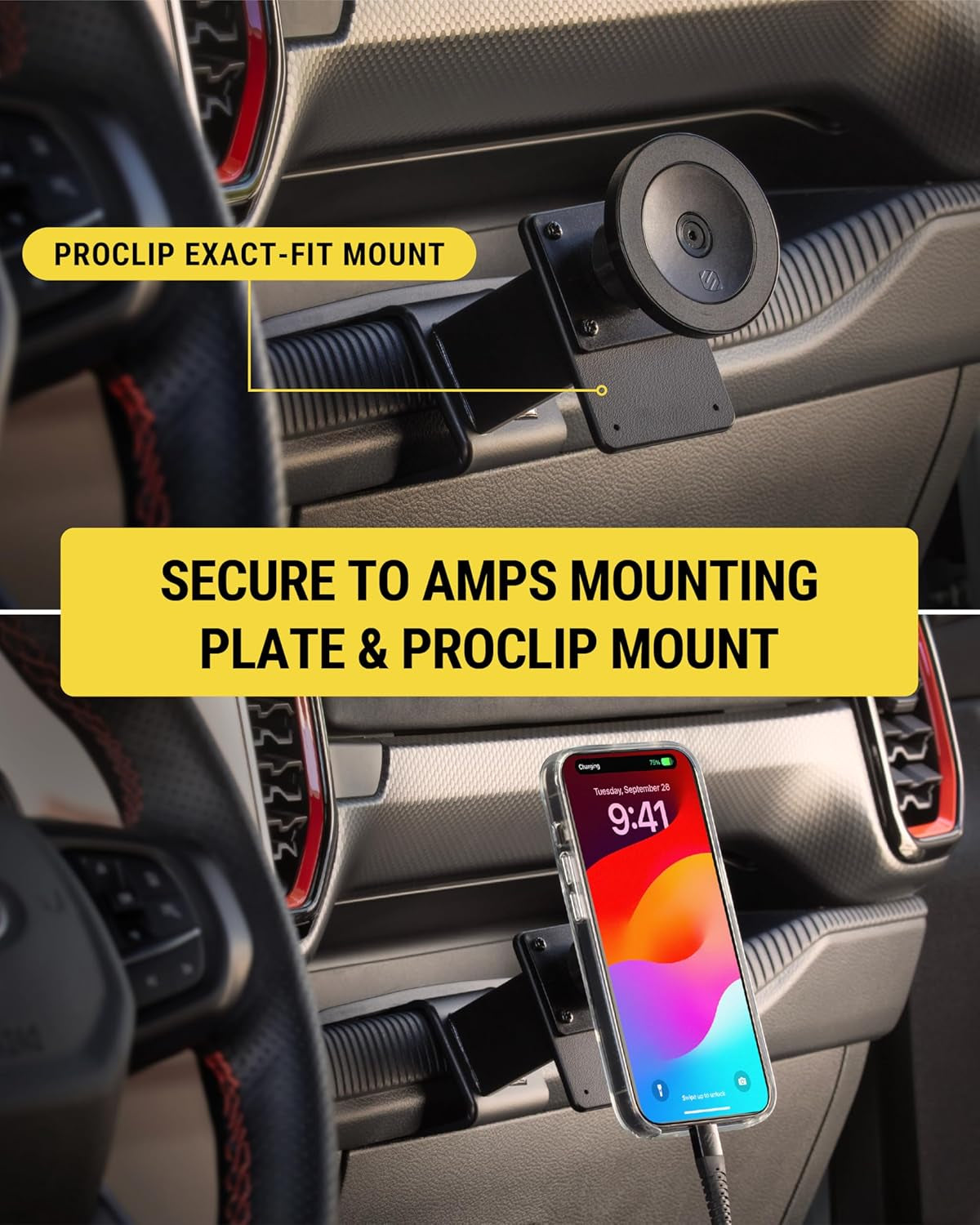 Heavy Duty Magsafe Mount/Tablet Holder for Car, Magnetic Cell Phone Stand with Extra Strong Magnets and AMPS Mounting Plate for Proclip Vehicle Specific Mount Bases (Base Required)