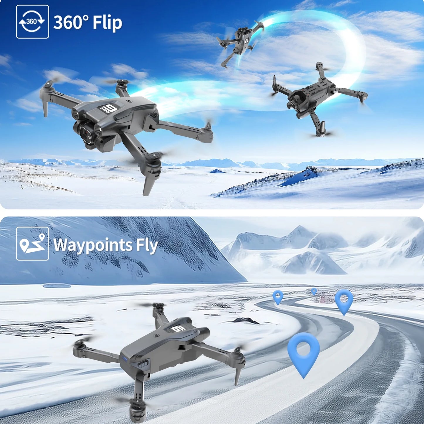 Drone with 4K HD Dual Camera for Adults Kids, RC Quadcopter with 2 Modular 1800Mah Batteries for 30 Mins Long Flight